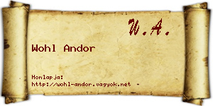 Wohl Andor névjegykártya